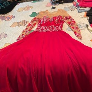 Red rhinestone ballroom dress. Small